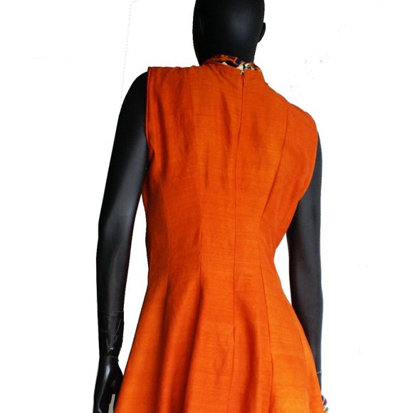 Burnt Orange  Two-piece Dress & Capelet Brandon Maxwell -inspired combo. Size M - Picture 3 of 10